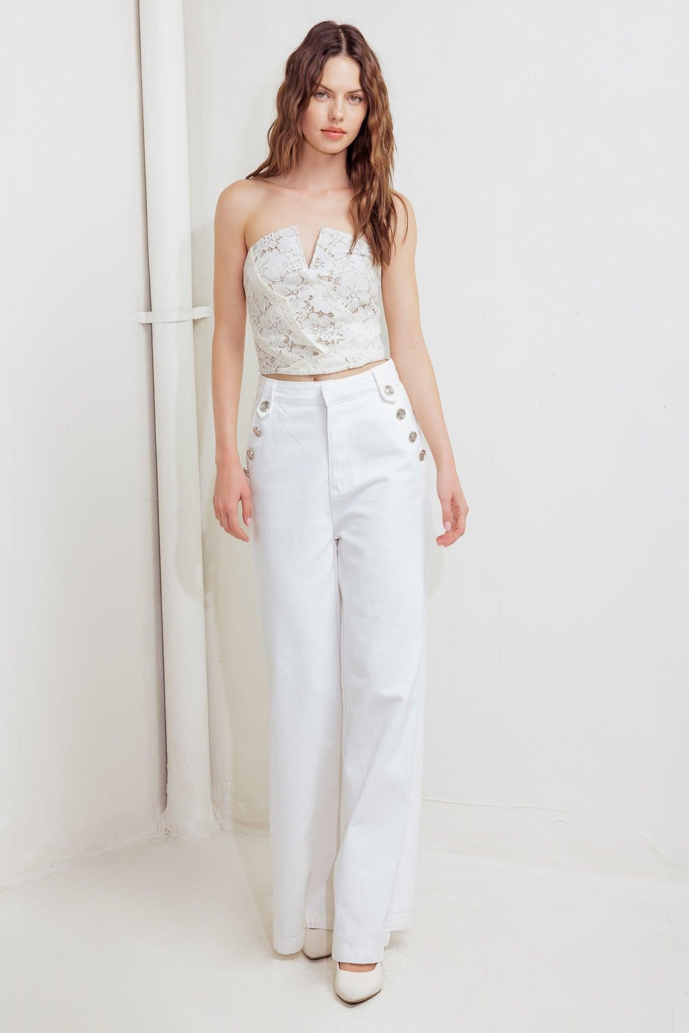 CHANTILLY FLAIR WOVEN LACE TUBE TOP Flying Tomato