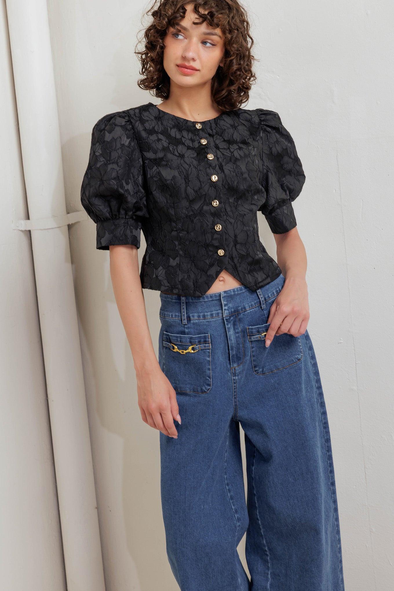 QUIET LUXE ROMANCE WOVEN TOP Flying Tomato