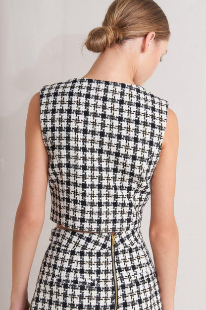 MONA CHECK TWEED VEST Flying Tomato