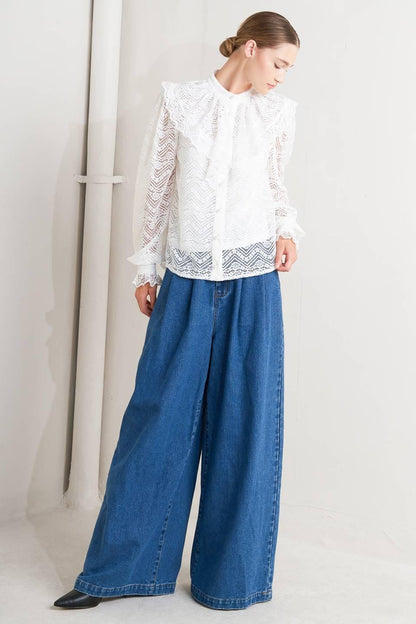 CLOUD ROMANCE WOVEN LACE TOP Flying Tomato