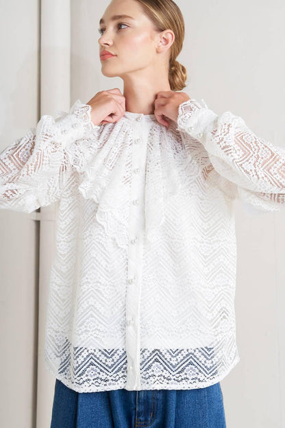 CLOUD ROMANCE WOVEN LACE TOP Flying Tomato