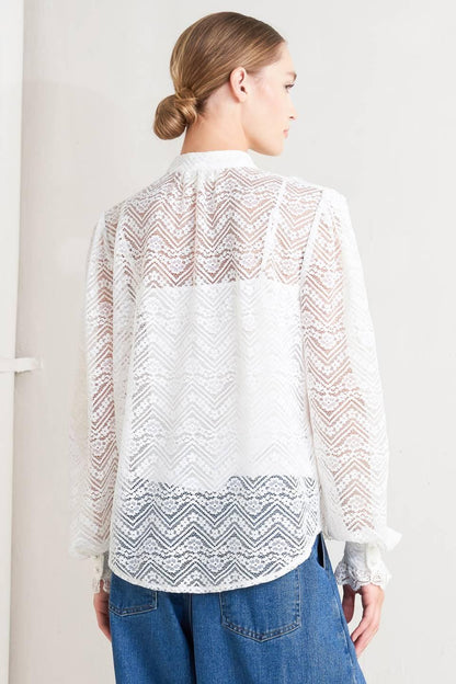CLOUD ROMANCE WOVEN LACE TOP Flying Tomato