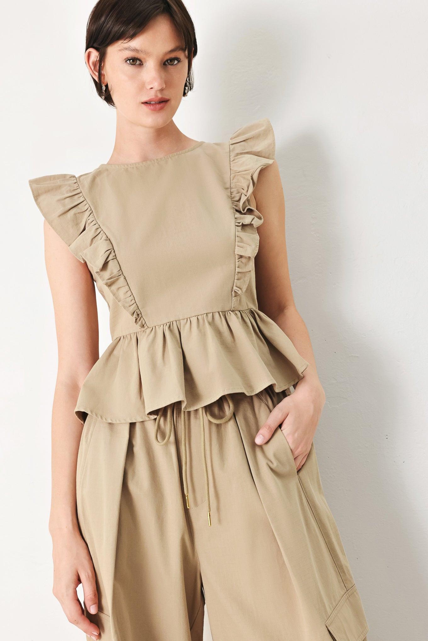 WHITE BLOSSOM WOVEN TOP Flying Tomato
