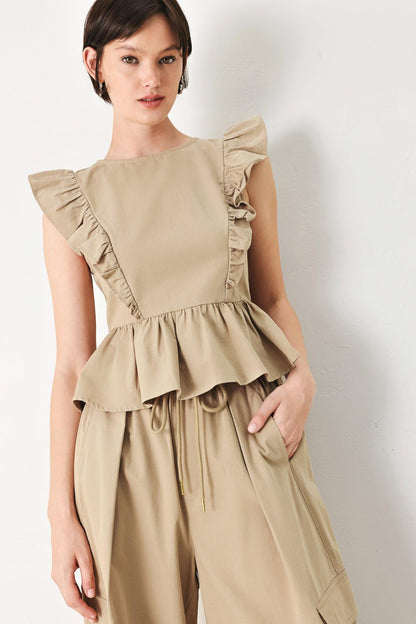 WHITE BLOSSOM WOVEN TOP Flying Tomato