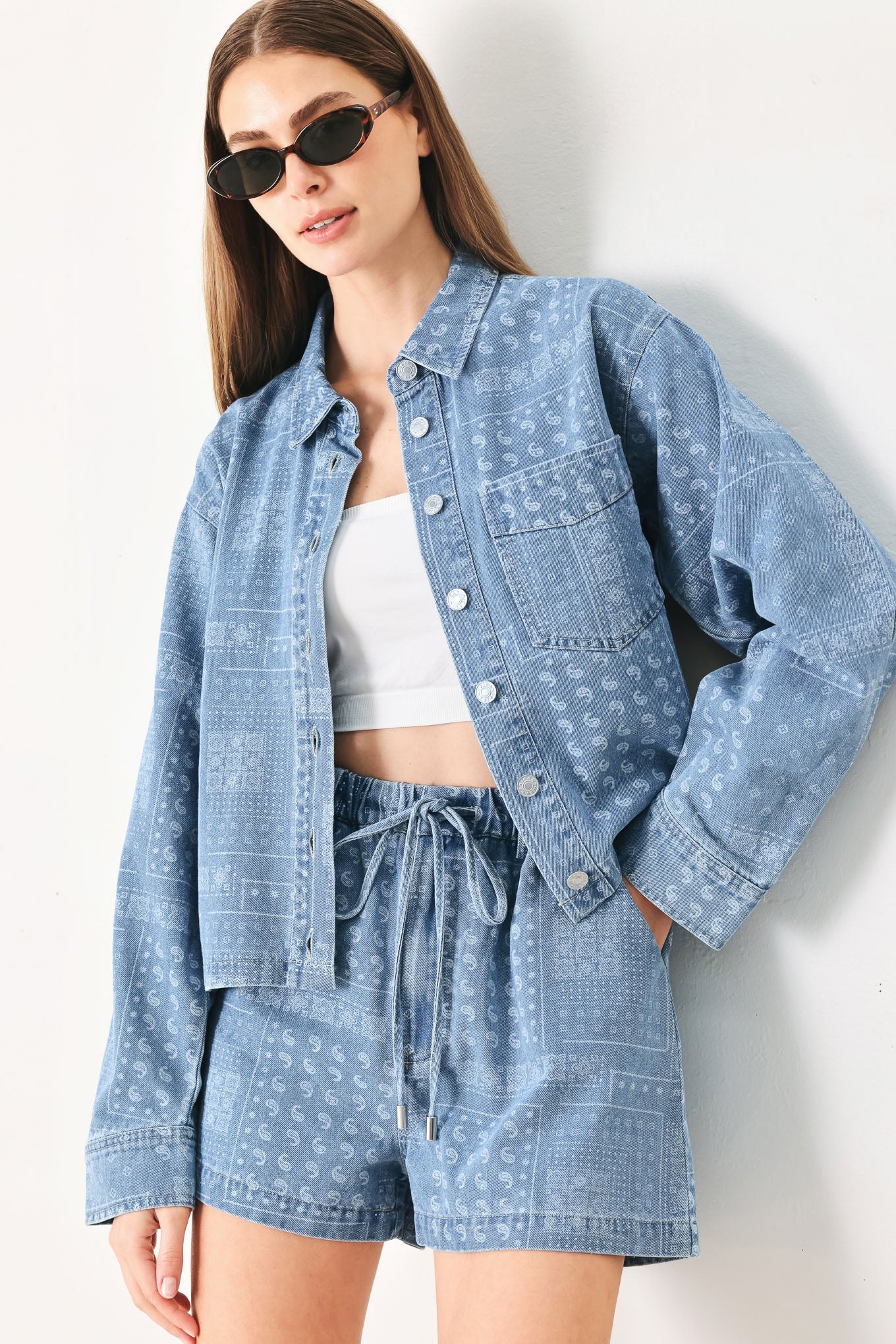 VINTAGE BANDANA DENIM SHORTS Flying Tomato