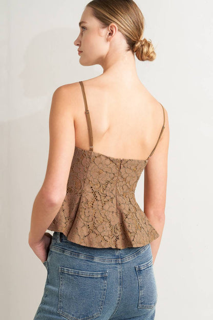 PURELY ROMANTIC WOVEN LACE CAMI TOP Flying Tomato