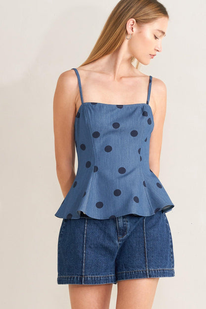 MIDNIGHT POLKA WOVEN TOP Flying Tomato