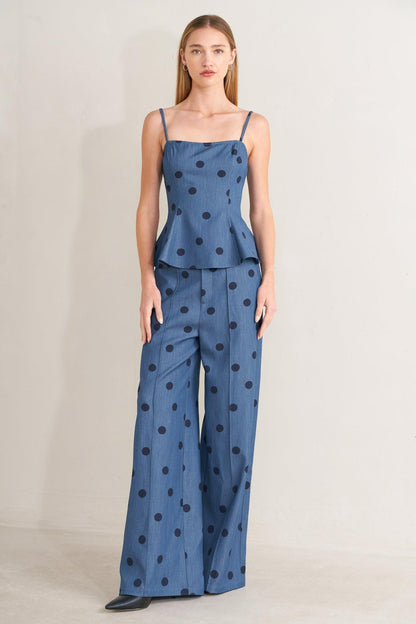 MIDNIGHT POLKA WOVEN TOP Flying Tomato