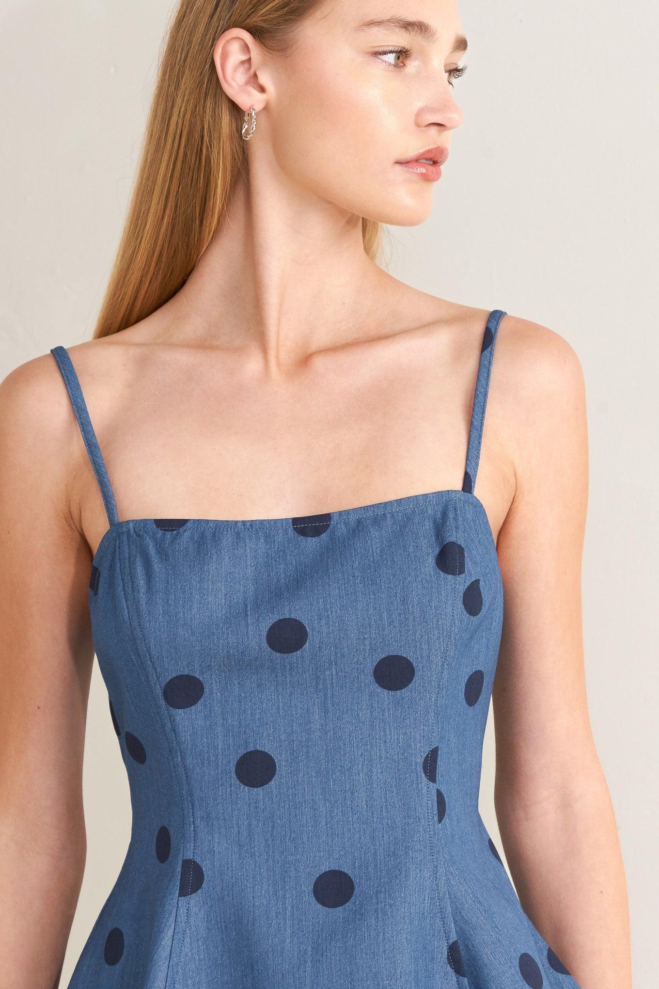 MIDNIGHT POLKA WOVEN TOP Flying Tomato