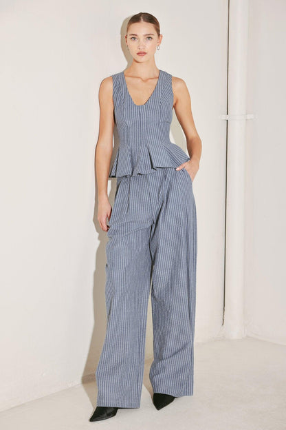 MARINA PINSTRIPE WOVEN TOP Flying Tomato