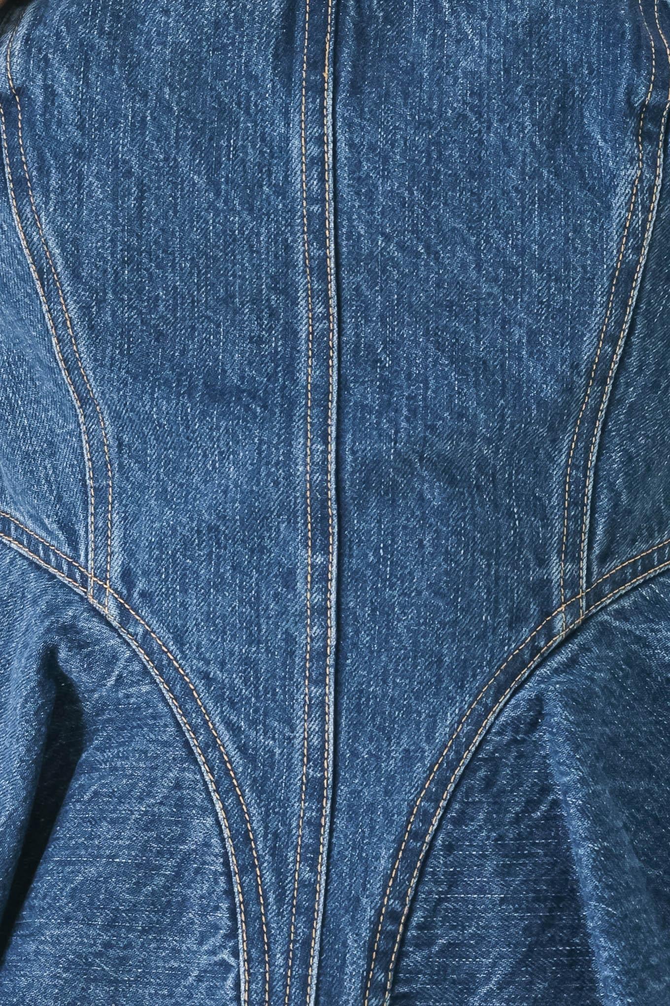 BLUE BLOSSOM BUSTIER DENIM TOP Flying Tomato