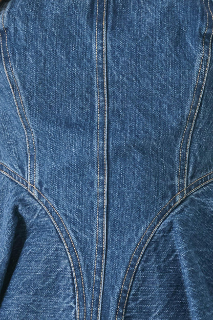 BLUE BLOSSOM BUSTIER DENIM TOP Flying Tomato