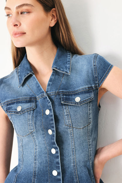LOVELY COLLAR DENIM TOP Flying Tomato