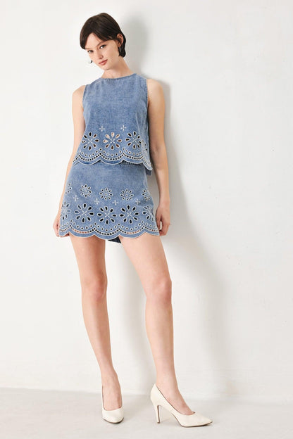 FLORAL LOVE DENIM TOP Flying Tomato