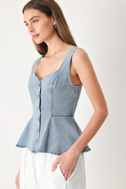 BLOSSOM BLUE DENIM TOP Flying Tomato