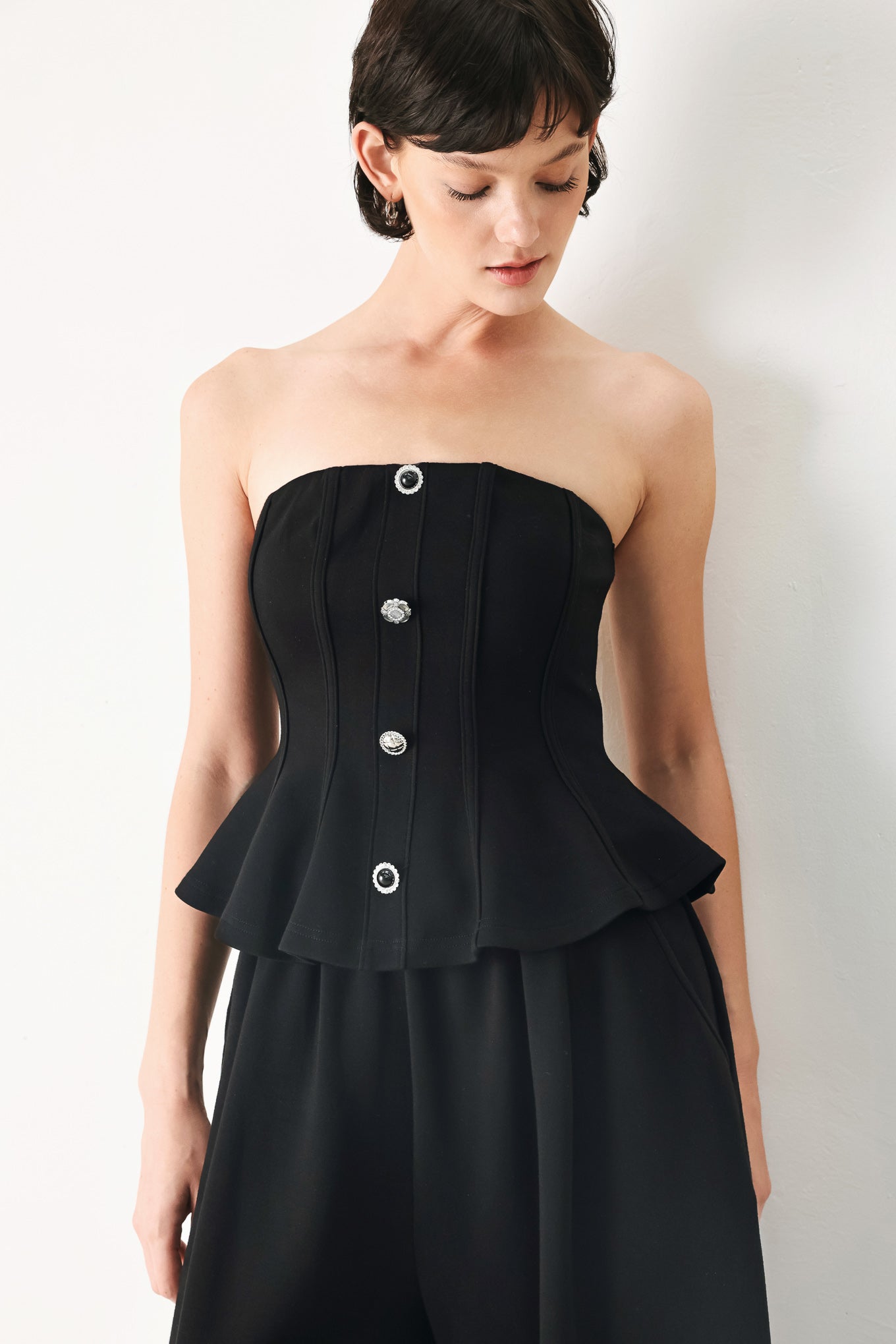 BLACK TIE PALAZZO KNIT TUBE TOP Flying Tomato