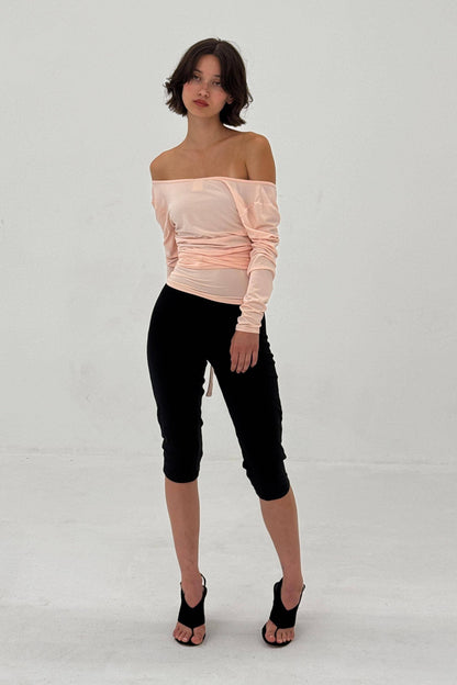 BALLERINA WRAP TOP IN POWDER PINK