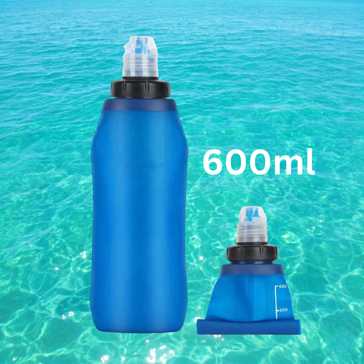 Collapsible Water Filter Bottle – 600 ml HygieniSafe® quakekits.com