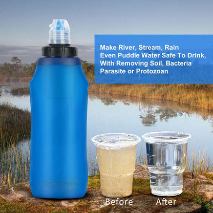 Collapsible Water Filter Bottle – 600 ml HygieniSafe® quakekits.com