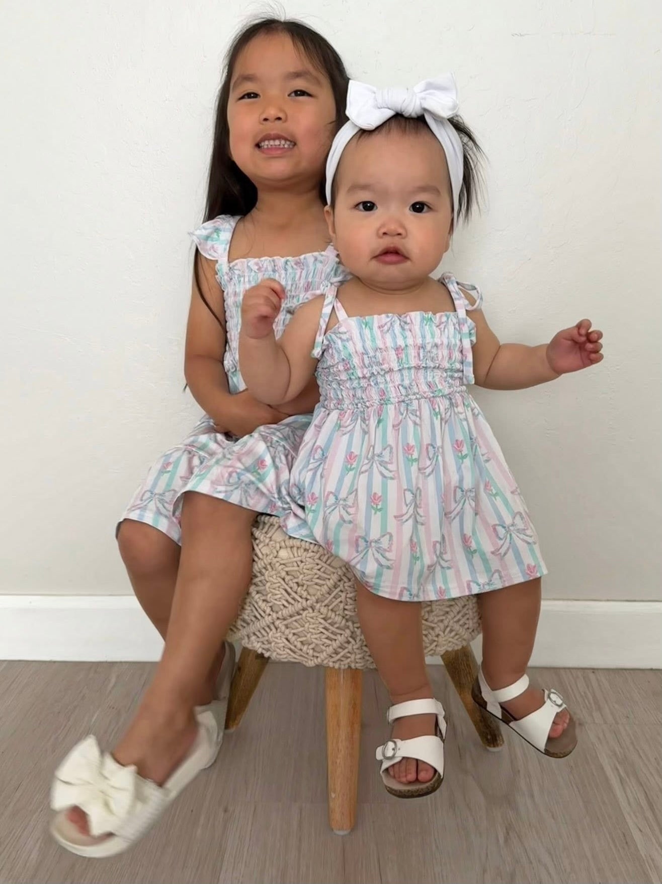 Lila - Smocked Diaper Dress Set Blush Lotus