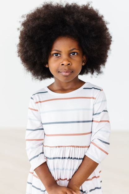 Fall Stripes 3/4 Sleeve Pocket Twirl Dress Mila & Rose ®