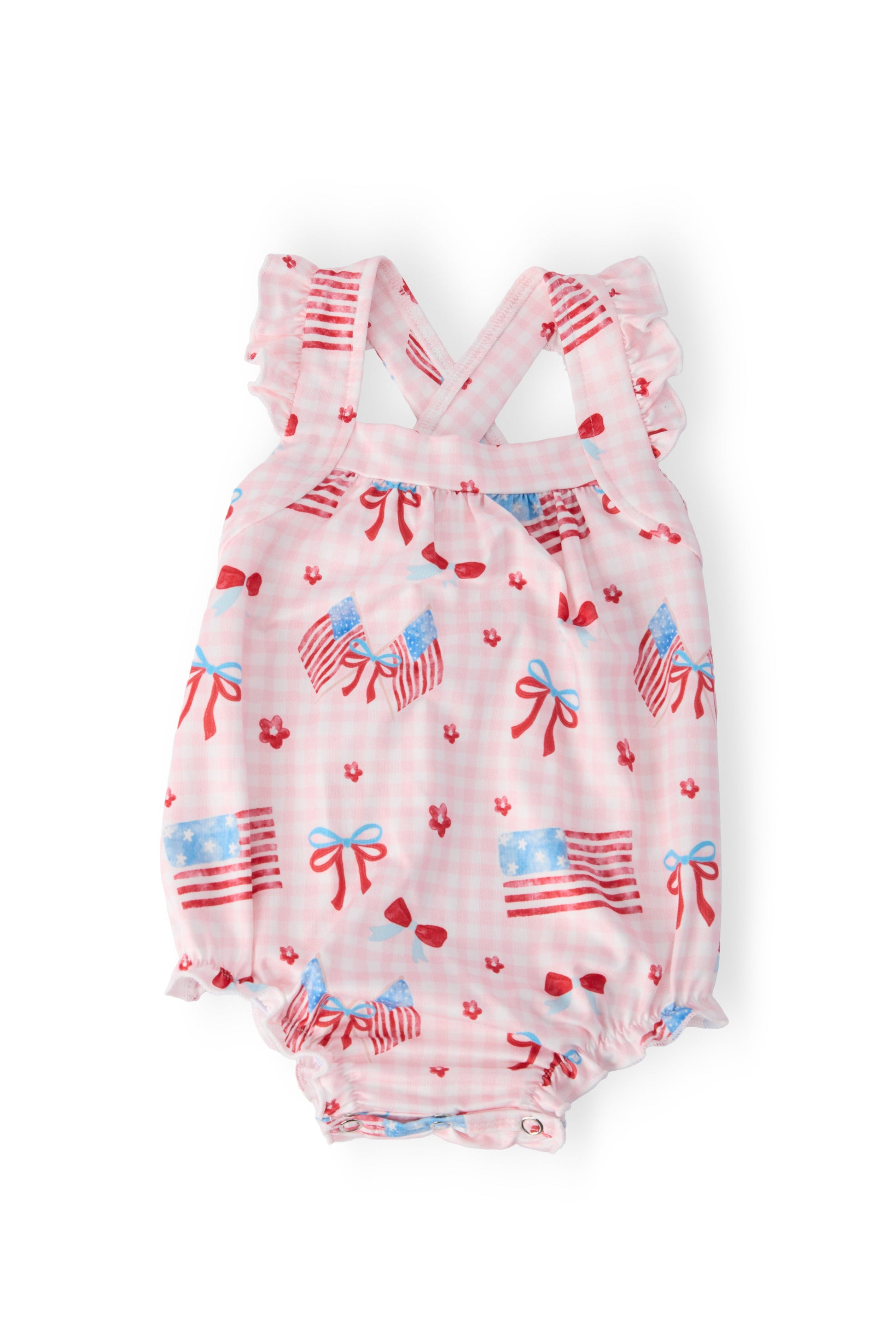 Fancy Flags Ruffle Cross Back Romper Mila & Rose ®