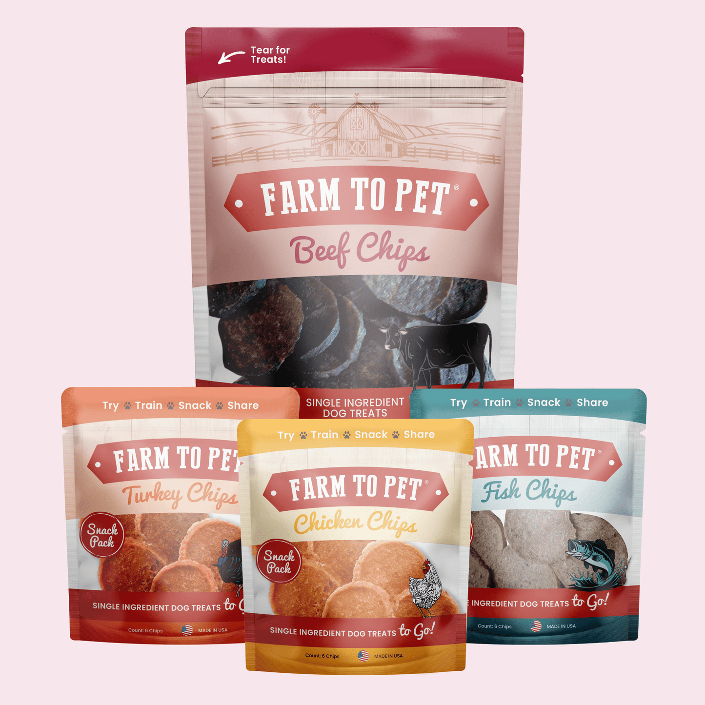 Puppy Packs 'n Snacks Dog Treat Starter Pack | Single-Ingredient Training Treats Farm To Pet