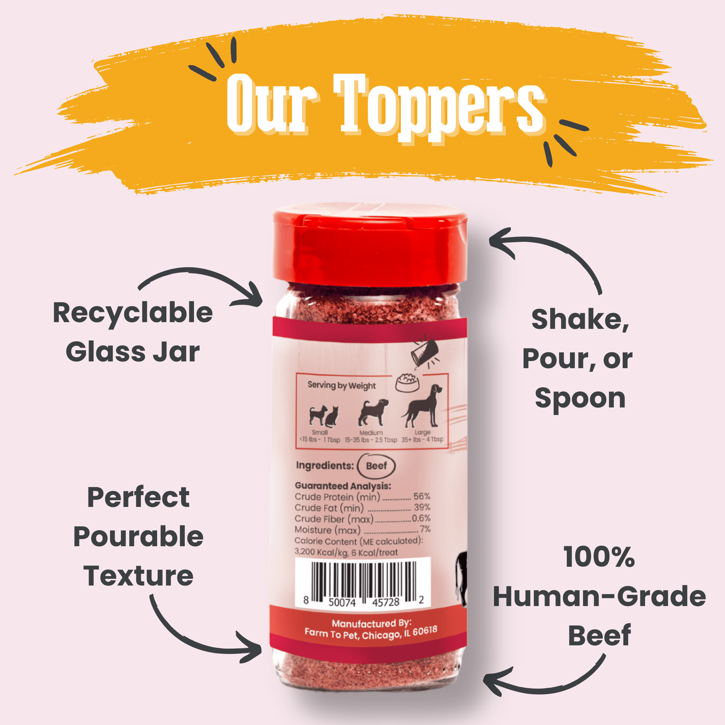 Treat Topper Beef Dog Food Topper | Powdered Meal Topper for Pets Farm To Pet