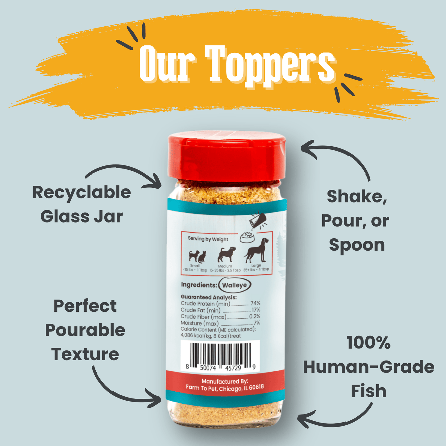 Treat Topper Fish Dog Food Topper | Low-Fat Meal Topper for Pets Farm To Pet