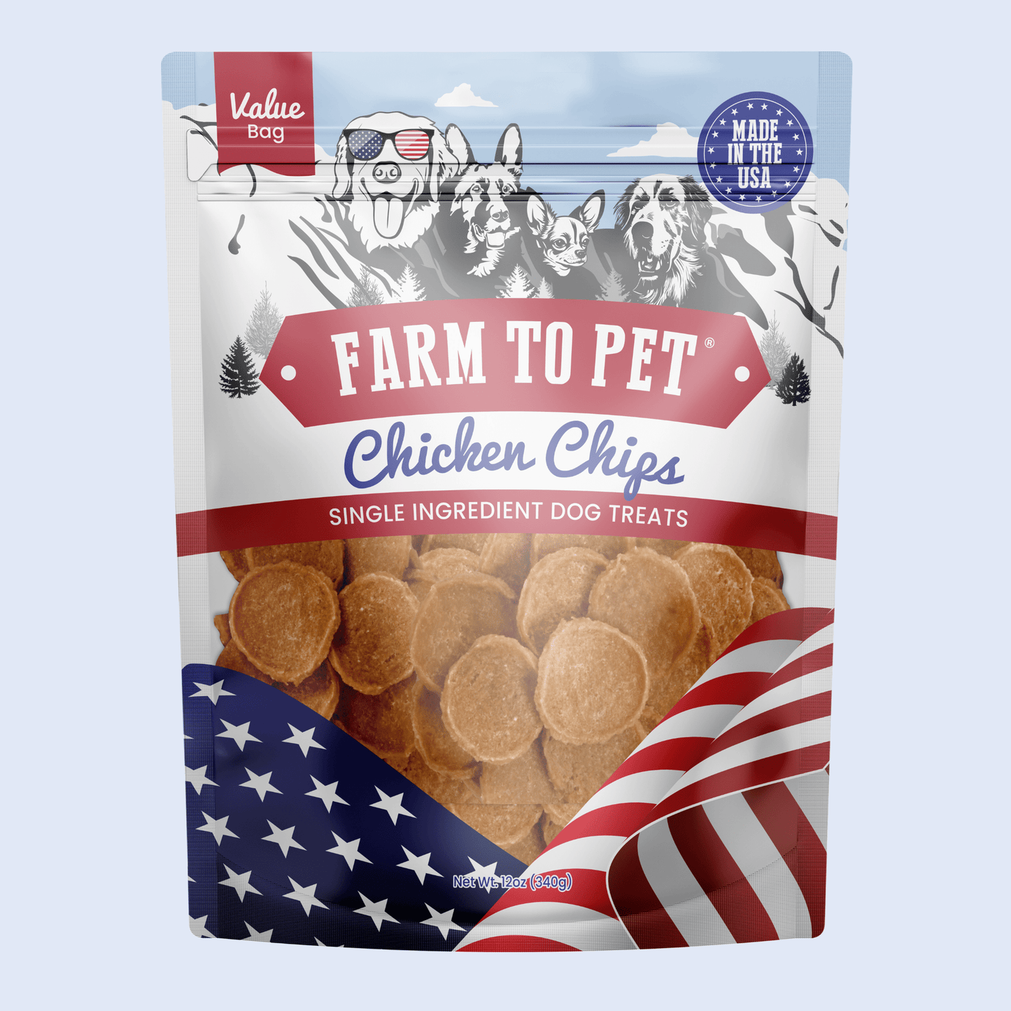 Americana Chicken Chips for Dogs | Celebrate with USA-made Dog Treats Farm To Pet