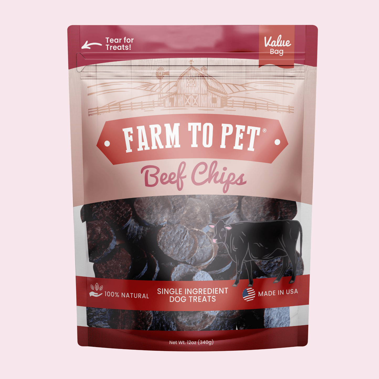 Beef Chips Dog Treats | Single-Ingredient Healthy Treats for Dogs Farm To Pet