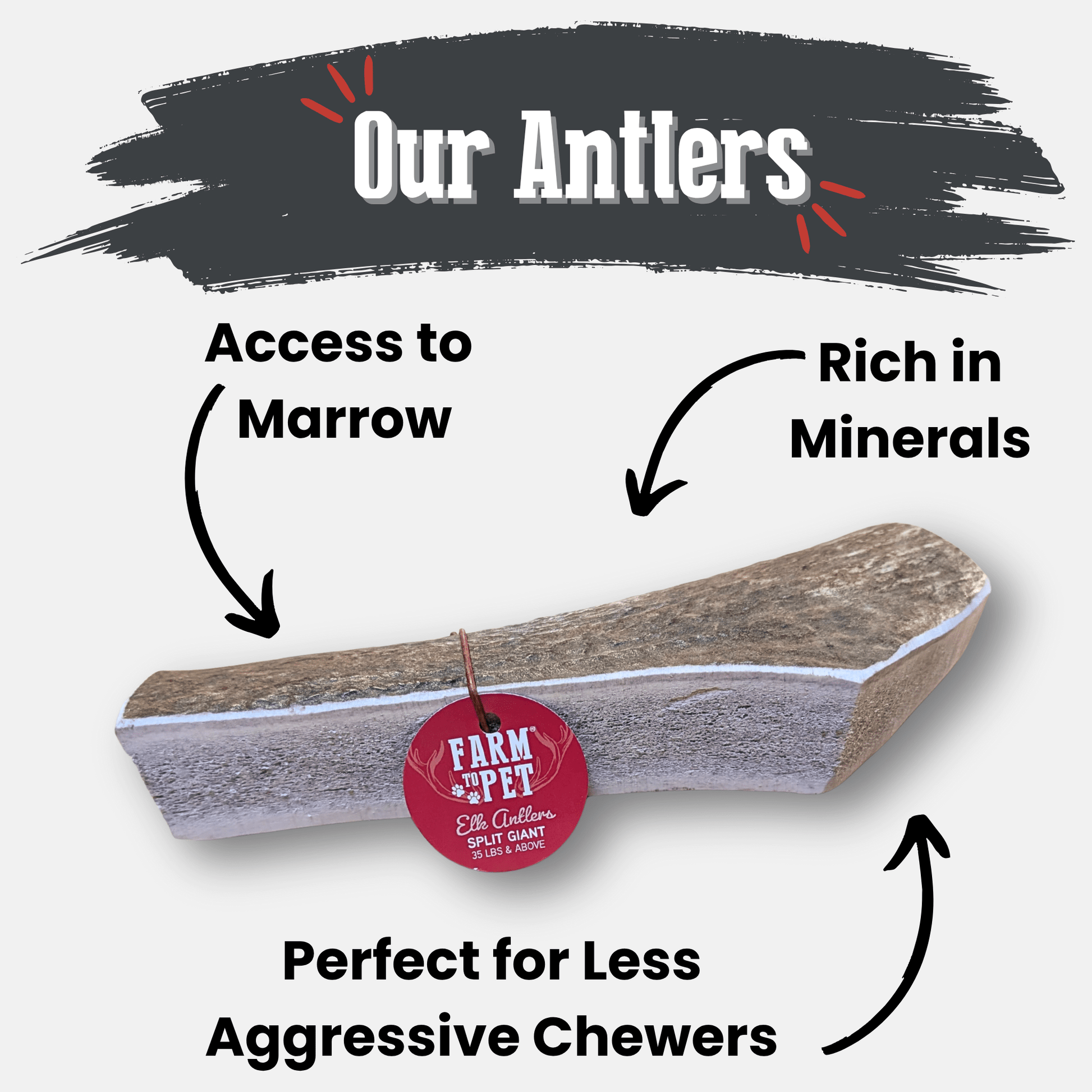 Elk Antler Dog Chews | All-Natural Whole and Split Elk Antler Chews for Dogs Farm To Pet
