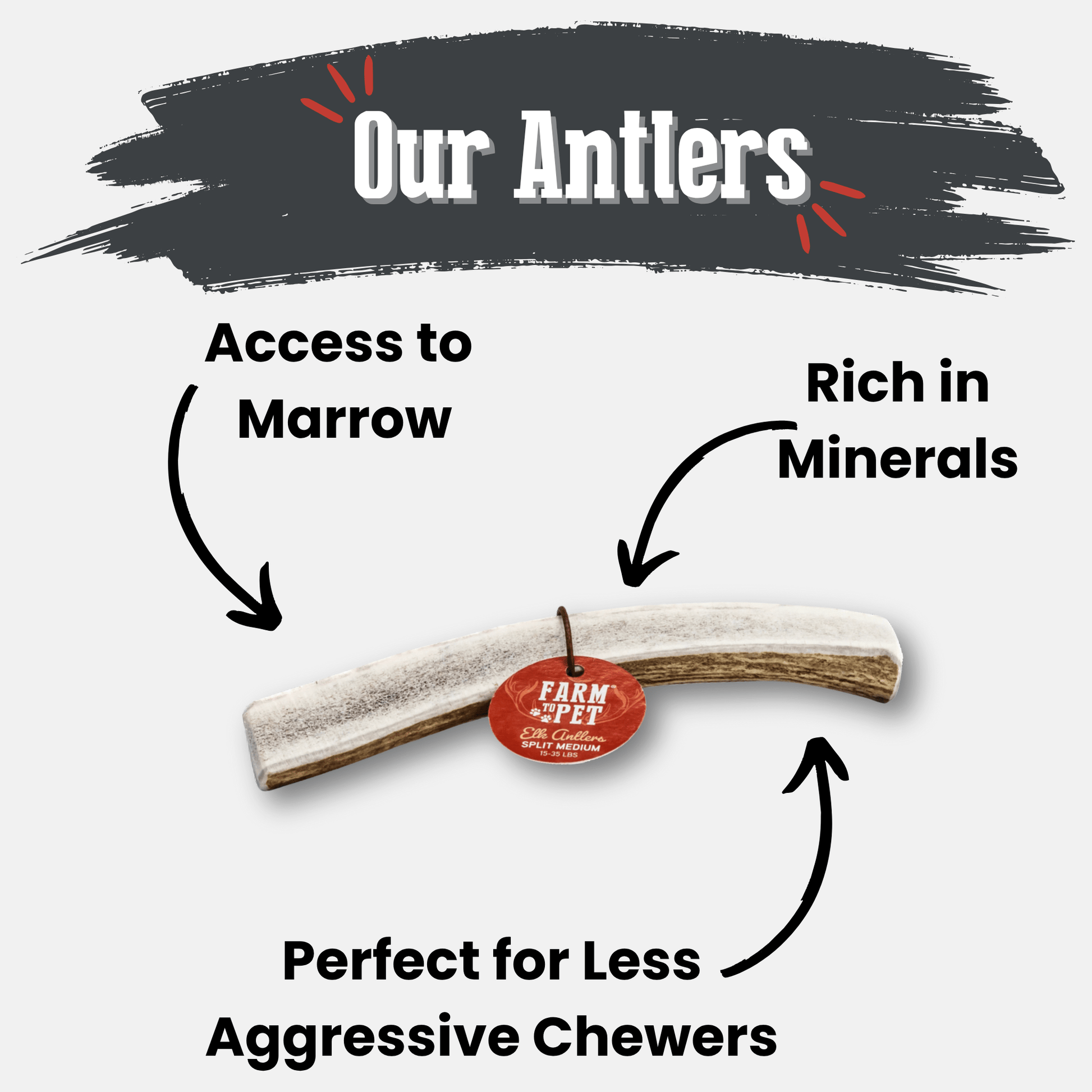 Elk Antler Dog Chews | All-Natural Whole and Split Elk Antler Chews for Dogs Farm To Pet
