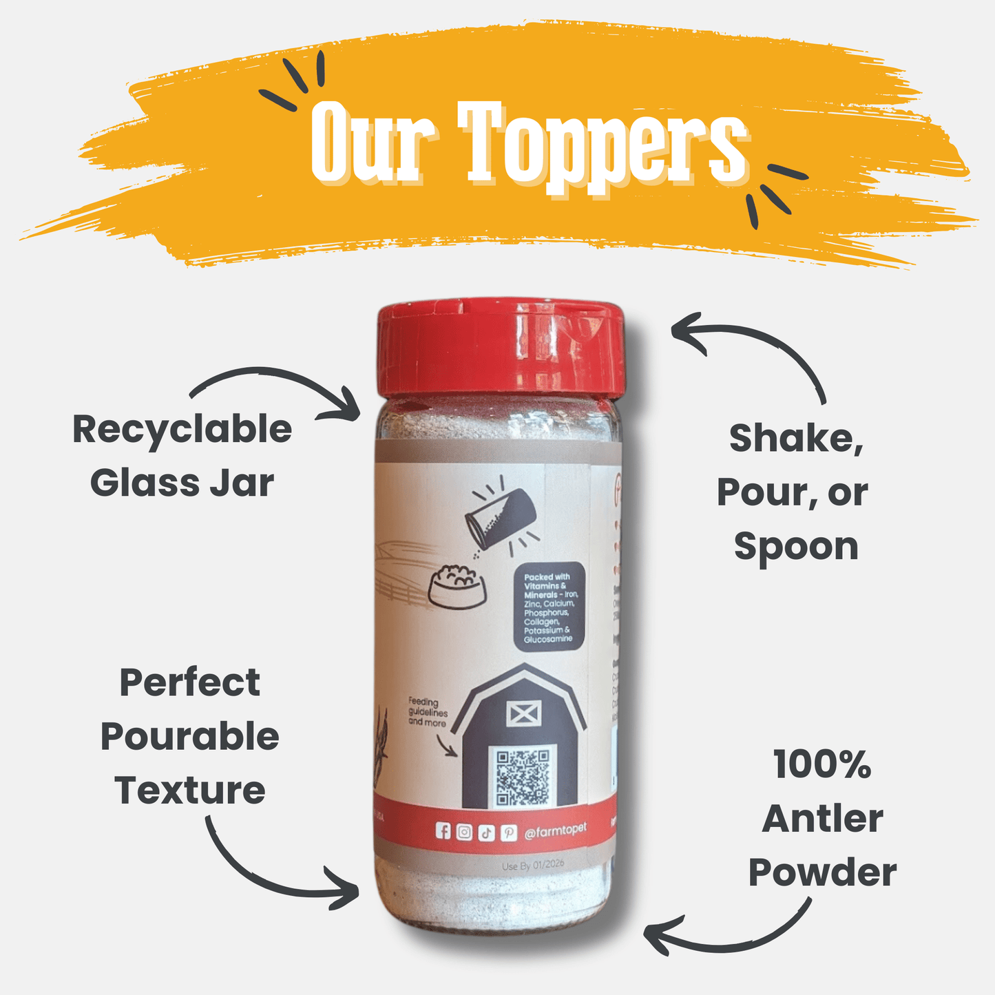 Treat Topper Antler Powder Dog Food Topper | Nutritional Supplement for Dogs and Cats Farm To Pet