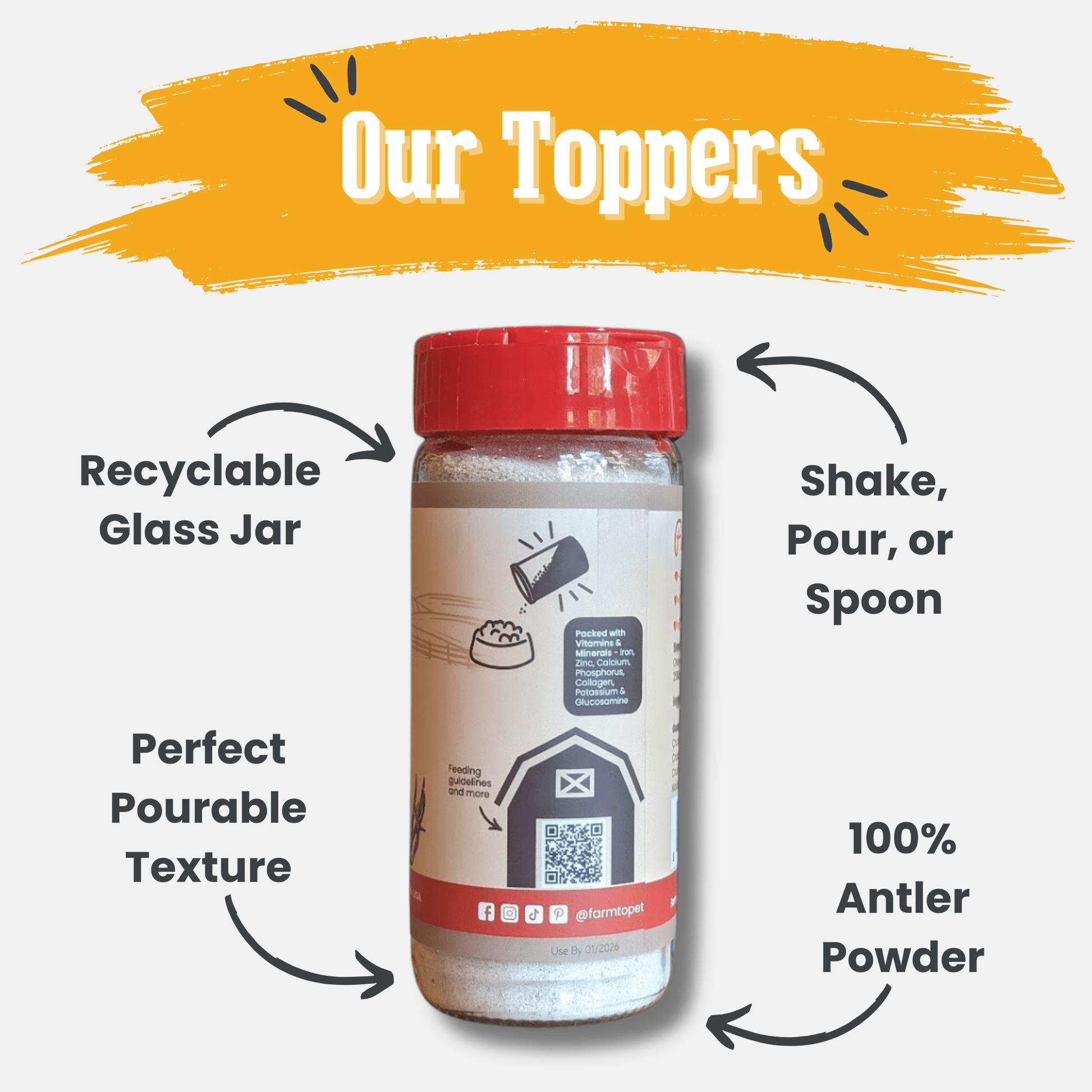 Treat Topper Antler Powder Dog Food Topper | Nutritional Supplement for Dogs and Cats Farm To Pet