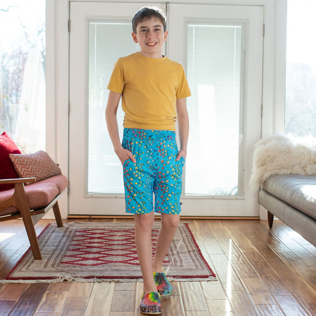 "Summer School" Rainbows of Fish Drawstring Shorts with Pockets Princess Awesome & Boy Wonder