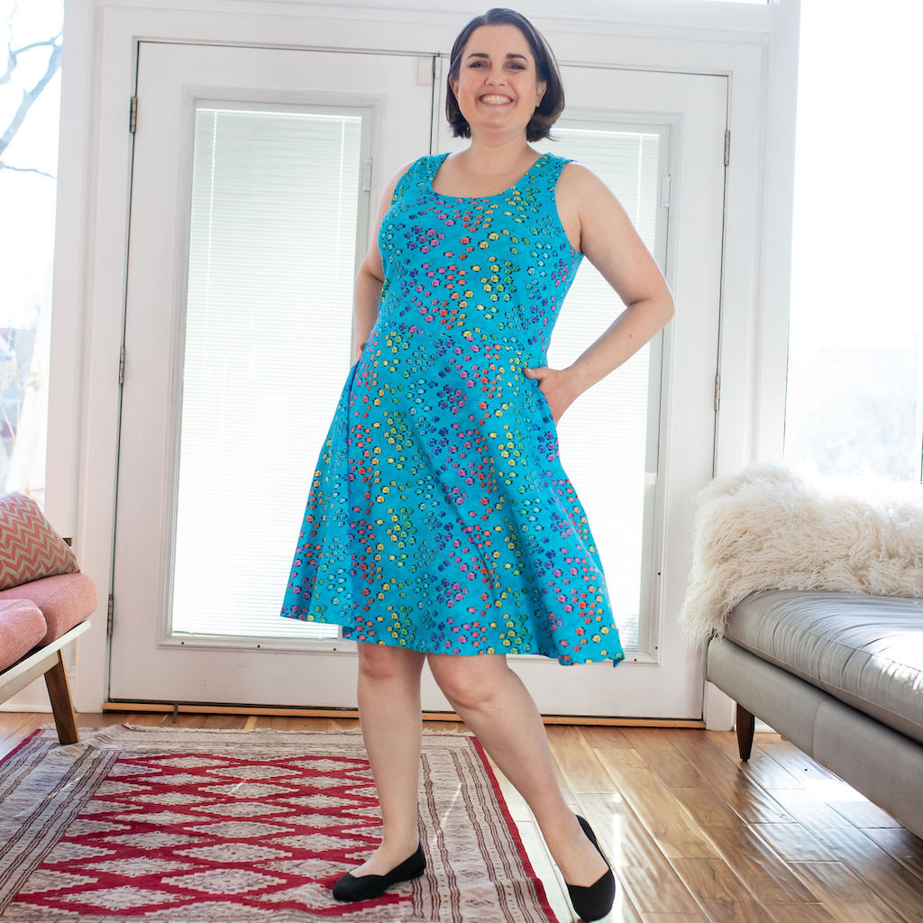 Adult "Summer School" Rainbows of Fish Sleeveless Dress with Pockets Princess Awesome & Boy Wonder