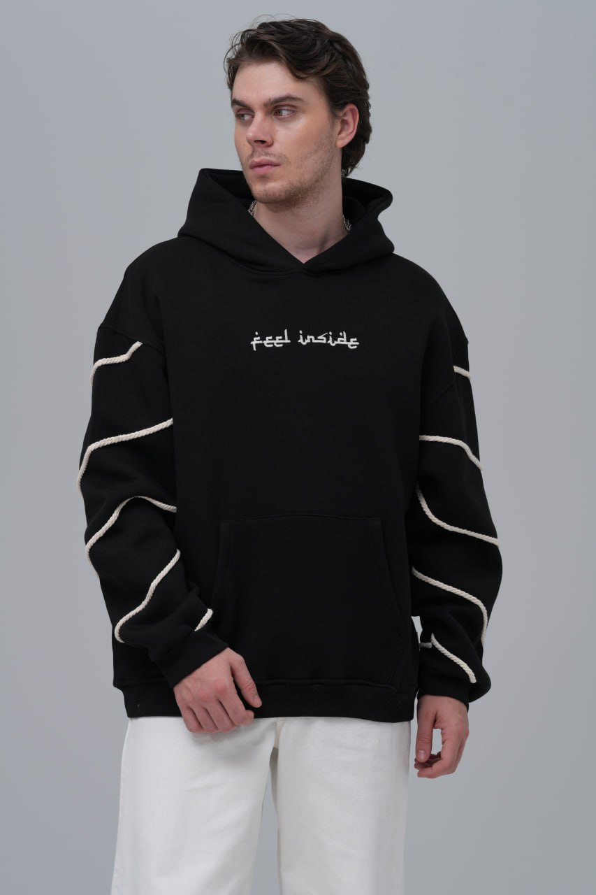 "Feel Inside" Embroidered Hoodie Withinblack