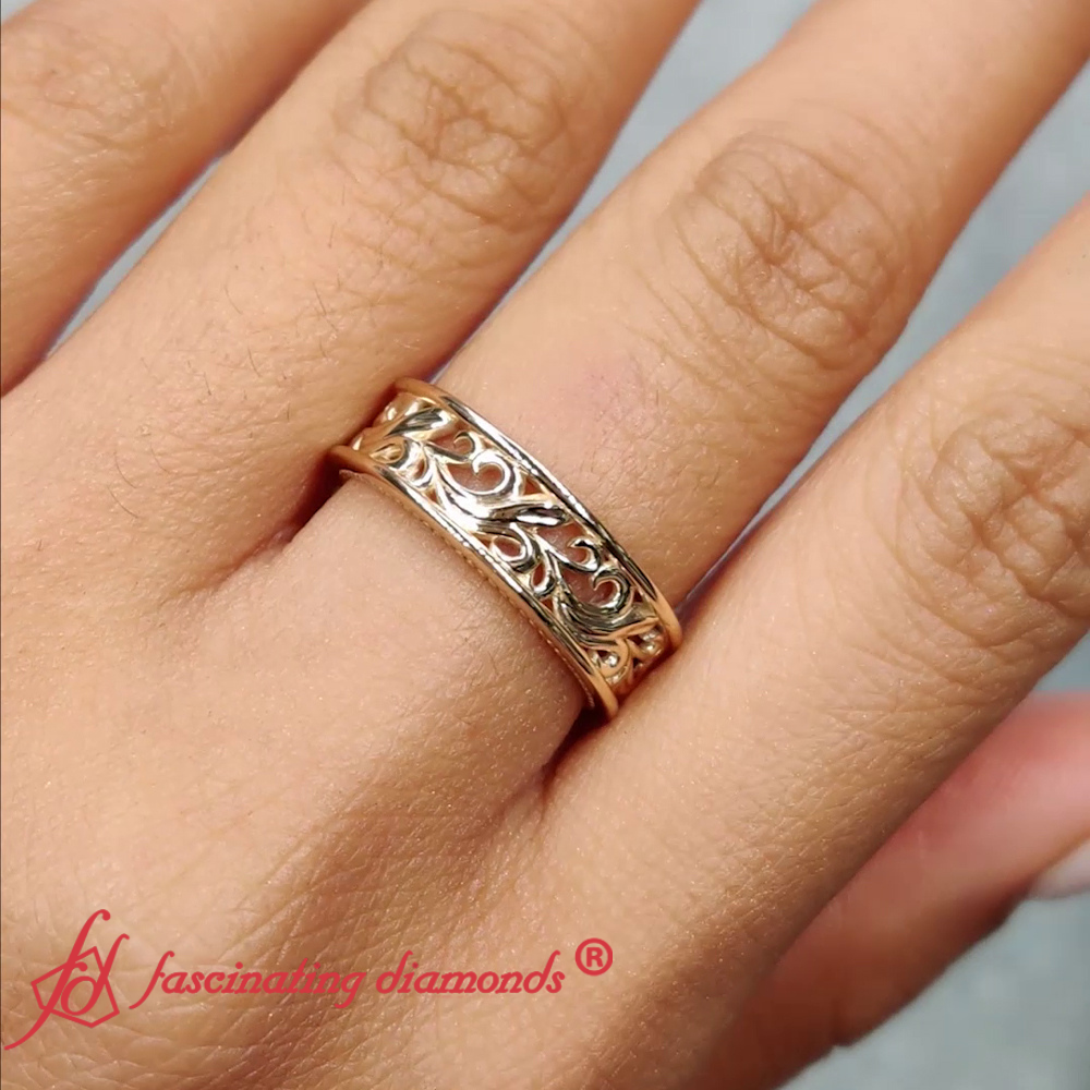 Filigree Women Wedding Band Fascinating Diamonds