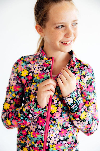 SALE Flexible Floral Full-Zip Ruffle Active Jacket
