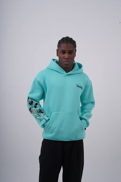 Floral Sleeve Embroidered Hoodie Withinblack