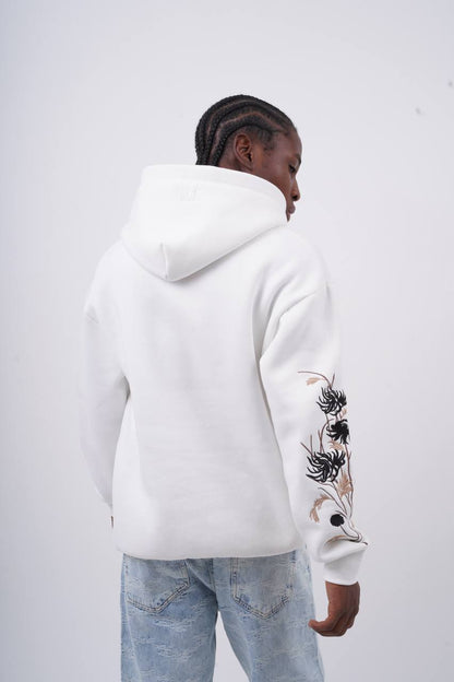 Floral Sleeve Embroidered Hoodie Withinblack