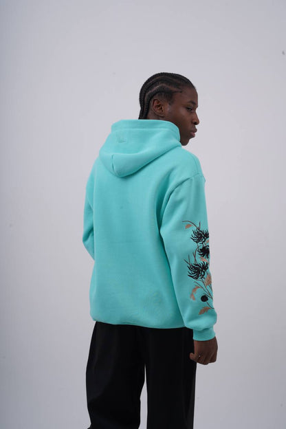 Floral Sleeve Embroidered Hoodie Withinblack