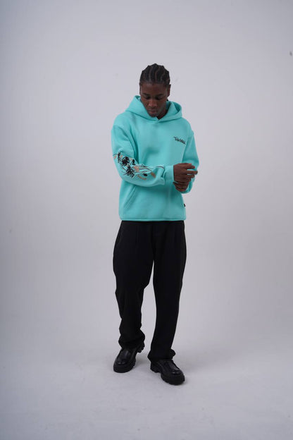 Floral Sleeve Embroidered Hoodie Withinblack