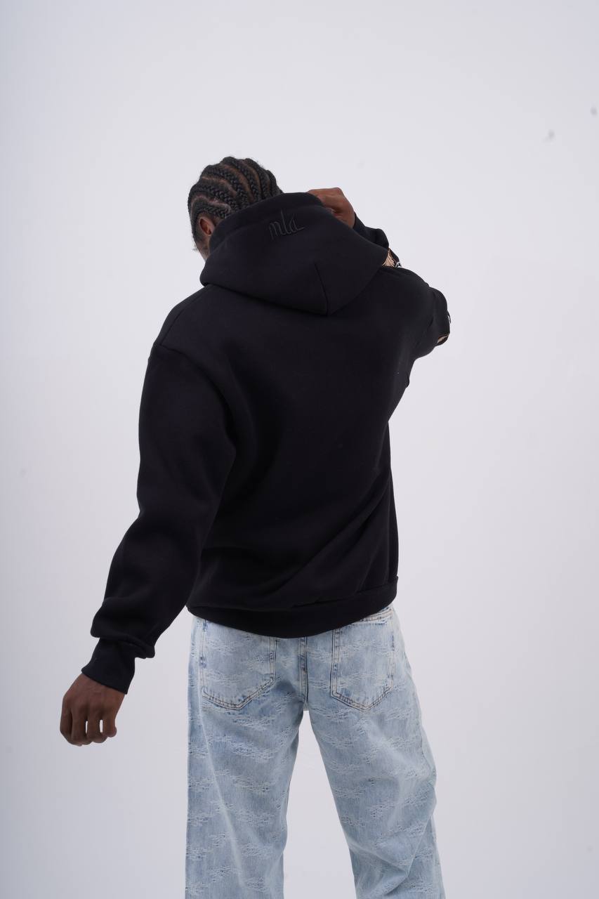 Floral Sleeve Embroidered Hoodie Withinblack