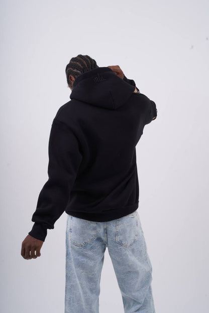 Floral Sleeve Embroidered Hoodie Withinblack