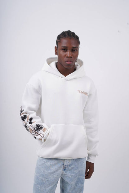 Floral Sleeve Embroidered Hoodie Withinblack