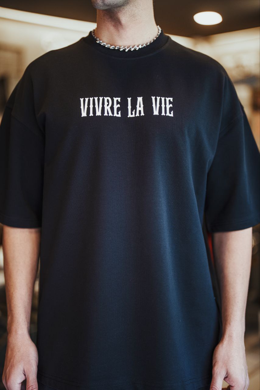Vivre La Vie Floral Quote Cotton T-Shirt – Inspirational Botanical Tee Withinblack