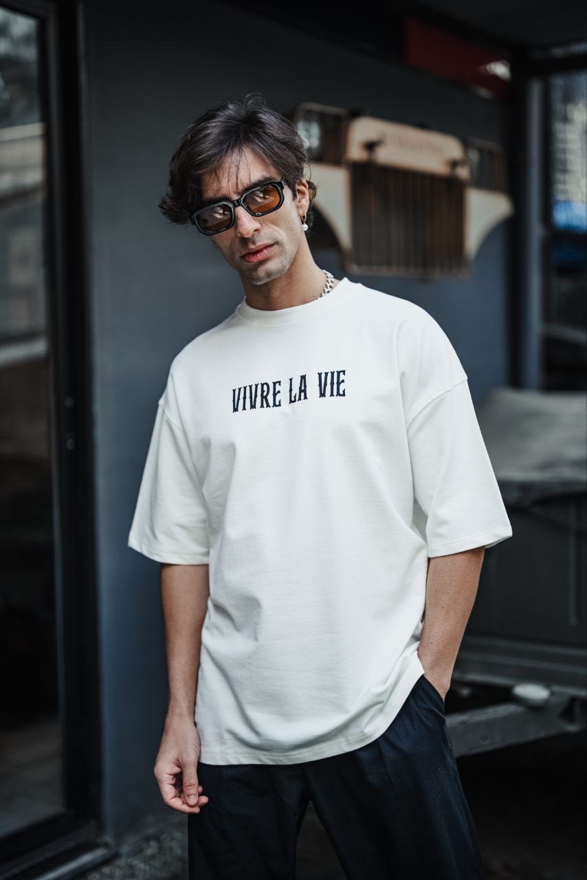 Vivre La Vie Floral Quote Cotton T-Shirt – Inspirational Botanical Tee Withinblack