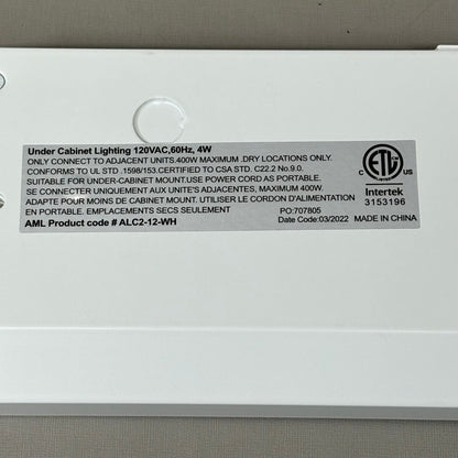 AMERICAN LIGHTING 2 LED Under Cabinet Light 12" 4W 3000K White ALC212WH PayWut